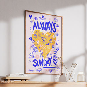 Art mural sur toile pour la cuisine, affiche typographique avec citation ludique « Always Sunday », décoration murale minimaliste pour la maison - Product Image 3