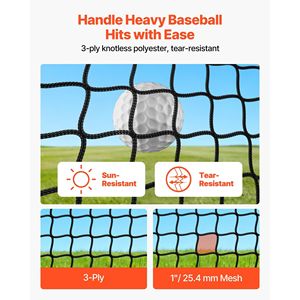 Jaula de bateo para entrenamiento de golf de 10 x 10 x 10 pies con base de 9 orificios y objetivo, jaulas de golpeo de poliéster sin nudos de 3 capas - Product Image 3