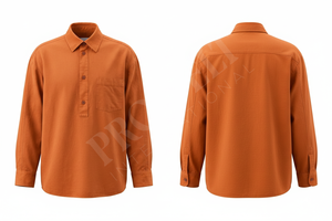 Chemise décontractée ajustée tendance à manches longues, demi-fermeture, en coton, avec poches sur le devant, pour le travail et les affaires - Product Image 3