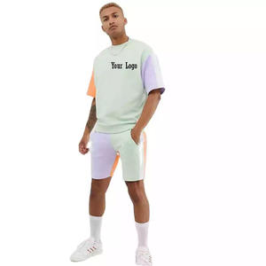 Producto en Oferta, Nueva Llegada, Conjunto de Camiseta y Pantalones Cortos de Verano para Hombre, Conjunto de Dos Piezas Cómodo con Contraste de Color - Product Image 5