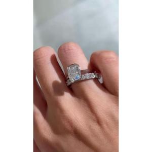 Womens Elongated Cushion Cut Engagement <b>Ring</b> 3ct Bezel <b>Set</b> Lab Diamond <b>Ring</b> Split Shank <b>Gold</b> <b>Ring</b> Art Deco Wedding Gift - Product Image 1