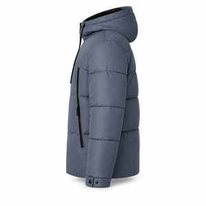 Blouson matelassé à capuche de haute qualité avec matelassage horizontal large, doublure noire, poche intérieure zippée, chaud, pour l'hiver, style streetwear décontracté - Product Image 2