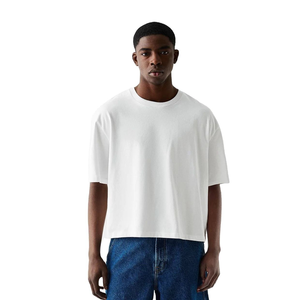 เสื้อยืดทรงบ็อกซ์คัทผ้าคอตตอนหนาน้ำหนักมาก พิมพ์โลโก้ตามสั่งสำหรับผู้ชาย ปี 2026 เสื้อยืดโอเวอร์ไซส์ทรงครอปสำหรับผู้ชาย - Product Image 4