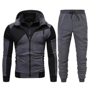 Ensemble de survêtement décontracté 2 pièces pour homme, automne-hiver, avec sweat à capuche zippé et pantalon de jogging, imprimé délavé à l'acide - Product Image 4