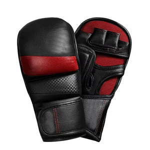 Custom Premium Leather MMA Grappling Gloves – Open Palm Sparring & Martial Arts Fighting Gloves with Hook & Loop <b>Wrist</b> <b>Strap</b> - Product Image 4