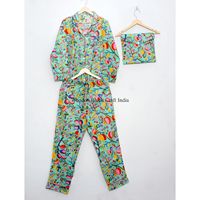 Ensemble de pyjama en coton biologique de luxe de haute qualité pour femmes, imprimé floral, vêtements de nuit longs avec logo sur le devant, cadeau idéal