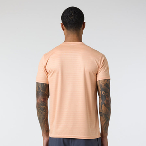 Men's Peach Crew Neck T-Shirt With Navy Shorts <b>Set</b> Quick Dry <b>Knitted</b> Sporty Summer Wear OEM ODM Comfortable Fabric - Product Image 2