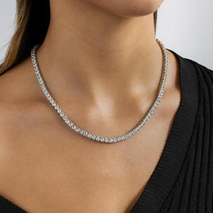 Luxury Hip Hop Tennis <b>Chain</b> Brilliant Cut Sparkling Moissanite Statement Jewelry Silver Plated Trendy Women Men Party Wedding - Product Image 1