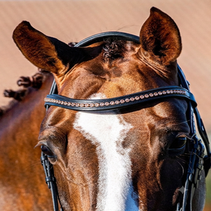 Diadema de cuero para caballo con costuras duraderas y acolchado suave, con cristales de marca incrustados, estilo Diamante Bling, disponible en todas las tallas. - Product Image 6