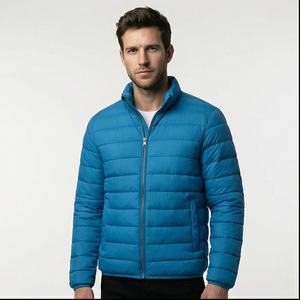 Doudoune d'hiver de couleur unie pour hommes et femmes avec manches imprimées à col montant et fermeture à glissière Mode masculine - Product Image 1