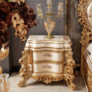 Ensemble de chambre d'hôtel de luxe en acajou massif doré, style antique européen, sculpté à la main, capitonné, livraison gratuite - Product Image 4