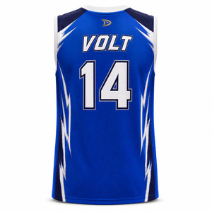 Aurora Basketball Jersey Men's Sleeveless Tank Top Blue Lightning Print Sublimated Moisture Wicking <b>Athletic</b> Fit - Product Image 3