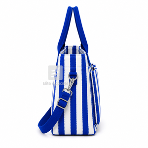 Custom Zeta Phi Beta Sorority Tote <b>bag</b> Blue and White Embroidered Logo Striped Daily Use <b>Large</b> Capacity <b>Canvas</b> Tote <b>bag</b> - Product Image 4