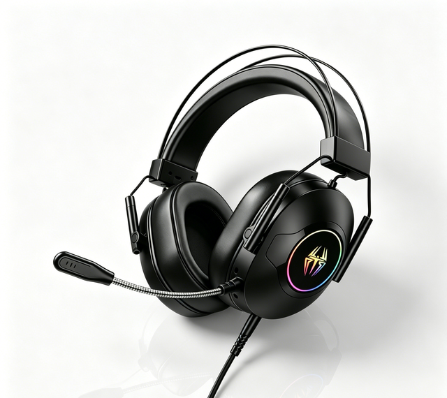 LDON LD-1 Over-Ear Wired Gaming Headset RGB Light 7.1 Surround Sound Active Noise Cancelling Mic for Balanced Armature 2m
