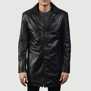 Wholesale Cheapest Price <b>Men's</b> <b>Long</b> Motorcycle Trench Coat For Custom Made Fashionable Genuine Leather with Belt Closure - Product Image 1