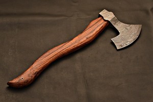Industrial Grade Premium Damascus Steel Hand Forged Bearded Viking <b>Axe</b> Hatchet HRC52-58 Hardness Wooden Handle for Outdoor - Product Image 2