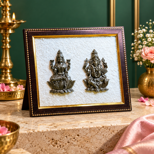 Conjunto de Figuras Religiosas Rectangulares Enmarcadas, Decoración Metálica Tallada para el Hogar, Ganesha Lakshmi India SOULWISE - Product Image 4