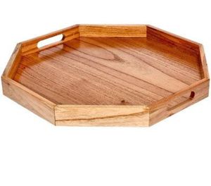 Round Wooden Serving Tray Handmade Polished Minimalist Design Solid Color Dishes & <b>Plates</b> - Product Image 1