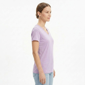 Camiseta Deportiva de Verano para Mujer, Cuello en V, Logotipo Personalizado Impreso, Suave, para Gimnasio y Entrenamiento, Venta al Por Mayor de Fábrica - Product Image 3