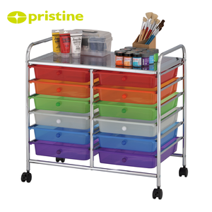 <b>Storage</b> <b>Drawer</b> Cart with 12 Plastic <b>Drawers</b> Metal Frame Rolling Organizer for <b>Office</b> Home Use Minimalist Design - Product Image 6