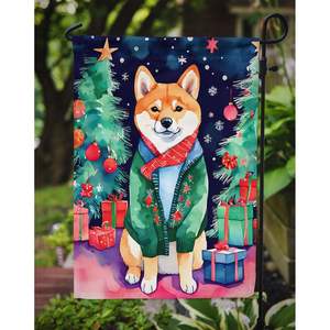 Bandera de jardín de Navidad de Shiba Inu, Bandera de buzón decorativa Multicolor y ilustraciones de Patio para patio y césped para macizos de flores - Product Image 3