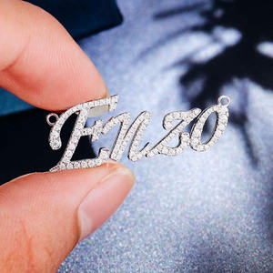 Pendentif Hiphop en argent plaqué avec strass en cristal, breloque lettre, cadeau unisexe - Product Image 2