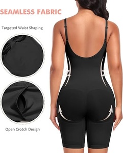 Body ajustado marrón para mujer con tirantes finos, sin mangas, control de abdomen, moldeador, largo por encima de la rodilla, ropa deportiva - Product Image 4