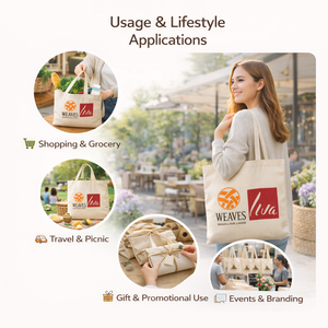 Bolsas de Compras Reutilizables de Algodón Biodegradable Ecológicas Premium con Asa de Parche y Diseño Elegante LMC GLOBAL con Impresión Serigráfica - Product Image 2