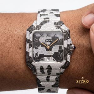Luxury Iced Out Camo Diamond Watch for Men Hip Hop Style Stainless Steel Square Dial Custom Bust <b>Down</b> Watch - Product Image 3