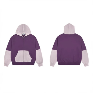 <b>Vintage</b> Color Block Zip Up Hoodie <b>Oversized</b> Cotton <b>Sweatshirt</b> for Men Streetwear Heavyweight Cotton Zip-up Men's Hoodie - Product Image 6
