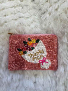 Pochette à monnaie en perles de verre style classique, brodée à la main, pour femme, avec fermeture éclair, pour cartes et perles, couleurs mélangées - Product Image 6