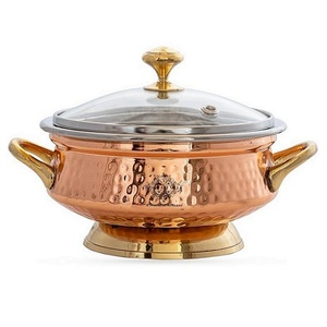 Pure <b>Copper</b> Hot Set Bowl With <b>Handle</b> And Lids Polish Finished For Home Metal Serving Hot Set Bowl For <b>Kitchen</b> Use Kitchenware - Product Image 1