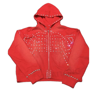 Sudaderas con pedrería para mujer, sudaderas con pedrería personalizadas, estilo urbano, extragrandes, gruesas, con cremallera, fabricante OEM, diseño único - Product Image 1