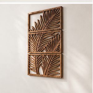 Décoration murale en bois bohème, motif feuillage, rectangle, fait main, grande taille, décoration intérieure - Product Image 2