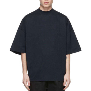 เสื้อยืดคอกลมโอเวอร์ไซส์ผู้ชาย ราคาถูก ผ้าฝ้าย 100% สั่งทำได้ ยูนิเซ็กซ์ ฤดูร้อน สไตล์วินเทจ ไซส์ใหญ่ สีดำ - Product Image 4