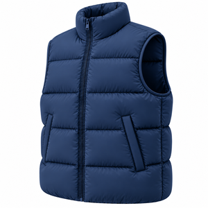 Custom Men Puffer Vest Sleeveless Winter Jacket Padded Bodywarmer Stand Collar Solid Color Custom Mens Puffer Vest <b>Waistcoat</b> - Product Image 5