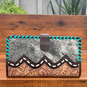 Nuevo bolso de mano de mujer de estilo occidental personalizado con detalles florales de cuero genuino y costura a mano - Product Image 4