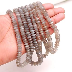 Perles Rondelles en Pierre de Lune Grise AAA, Taille Allemande, 8mm à 9mm, Perles de Pierres Précieuses Naturelles pour la Fabrication de Bijoux, Fils de 16 Pouces, Prix de Gros - Product Image 6