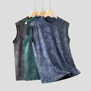 Men 100% Cotton Blank Plain Acid Washed Customizable Breathable Casual Summer Heavyweight Tank Tops <b>Cheap</b> Price OEM Custom - Product Image 3