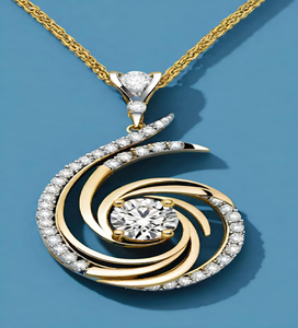 Colgante de rosa de oro radiante enmarcado en un marco circular con diamantes incrustados. Belleza atemporal. Disponible a precios de mayorista. - Product Image 4