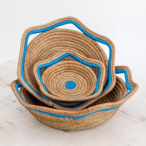 Set of 3 Seagrass <b>Baskets</b> with Wavy Rims Handmade <b>Storage</b> <b>Basket</b> Wholesale eco-friendly Made in Vietnam - Product Image 3