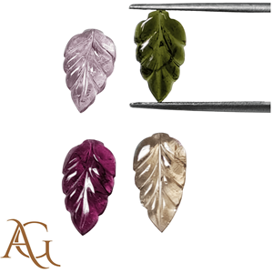 Tourmaline rose naturelle sculptée en intaglio, motif fleur et feuille, pierre précieuse en vrac, fabriquée par un fabricant, vente en gros pour la fabrication de bijoux, calibrée - Product Image 5