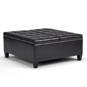 Harrison Brown Tanners Coffee Table <b>Storage</b> Ottoman Stylish <b>Stool</b> & Ottoman with Hidden <b>Storage</b> Space - Product Image 1