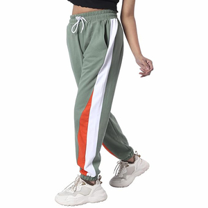 Pantalon de sport pour femme, color block vert sauge, orange et blanc, taille élastique, vente en gros Europe, gym - Product Image 2