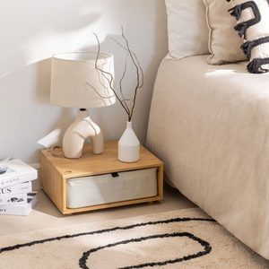 Mesa de Noche Moderna de Madera de Roble con 2 Cajones, Gabinete de Almacenamiento, Mesa Auxiliar para Dormitorio - Product Image 1