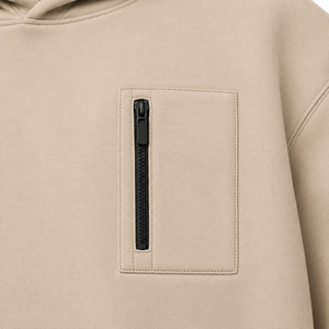 Sudadera con Capucha Extra Grande para Hombre, Color Beige, Estilo Urbano, Algodón Grueso, Unisex, Informal, Personalizable con Logotipo - Product Image 2