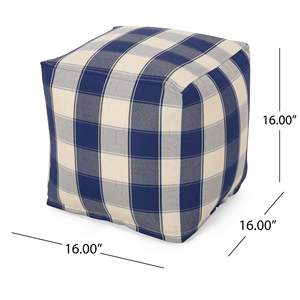 Conor avorio e blu Navy Pouf quadrato elegante sgabello e ottomana - Product Image 6