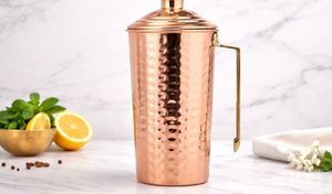 Copper jug set for graceful kitchen serving rituals <b>water</b> serving metal set with <b>glasses</b> durable reusable kitchen dining drinkwa - Product Image 4