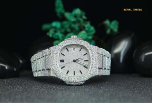 Luxury Men's Tonneau Quartz Watch Stainless Steel Bracelet Diamond Encrusted Analog Date Display Wristwatch - Product Image 1