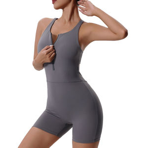 Conjunto de yoga ligero de cintura alta cruzada para mujer con cremallera, transpirable, sin costuras, de manga larga, para correr, fitness, ropa deportiva y sujetador deportivo. - Product Image 5